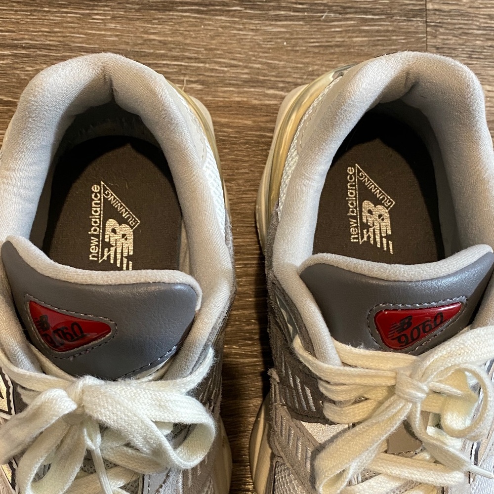 New Balance Gray & White Mesh Suede Sneakers 9060 - Picture 2 of 8